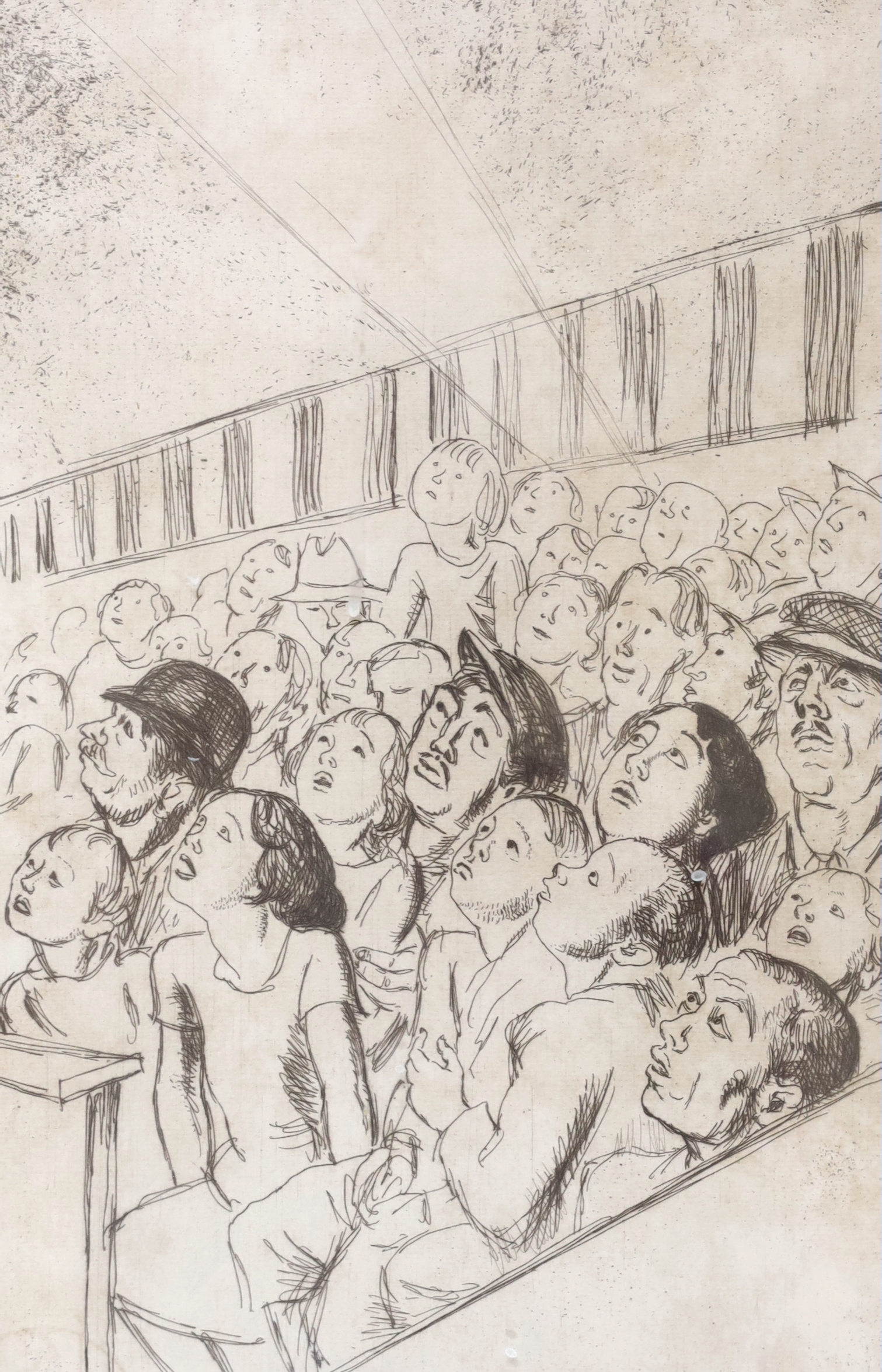 Dame Laura Knight (British, 1877-1970), drypoint etching, 'Watching the Aerial Act', signed in pencil, 30 x 19.5cm